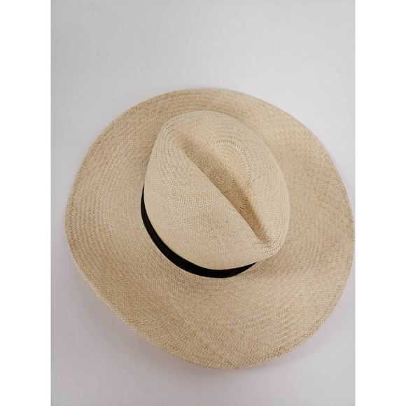 Janessa Leone Gloria Leather Trim Woven Straw Hat - Picture 5 of 7